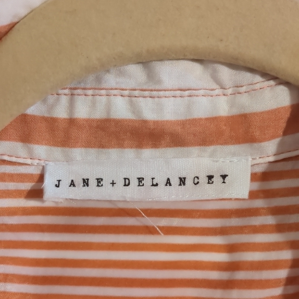 Orange and White Striped Button-Up Shirt - Picture 2 of 5